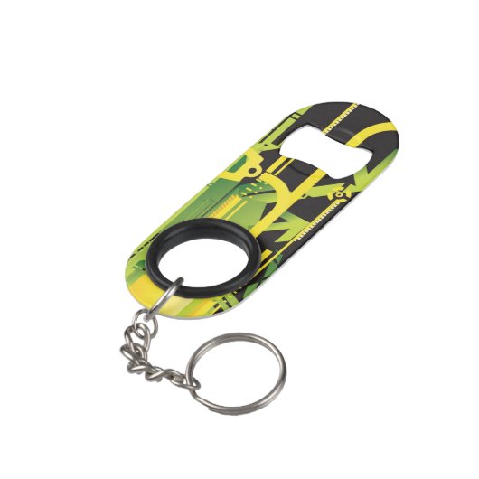 Technische halftone achtergrond 4 sleutelhanger flessenopener (Achterkant Gekanteld)