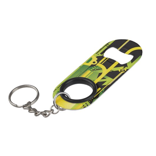 Technische halftone achtergrond 4 sleutelhanger flessenopener (Voorkant Gekanteld)