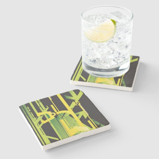 Technische halftone achtergrond 4 stenen onderzetter (Zijkant)