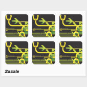 Technische halftone achtergrond 4 vierkante sticker (Vel)