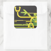 Technische halftone achtergrond 4 vierkante sticker (Tas)