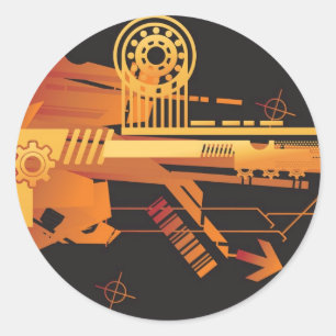 Technische halftone achtergrond 6 ronde sticker