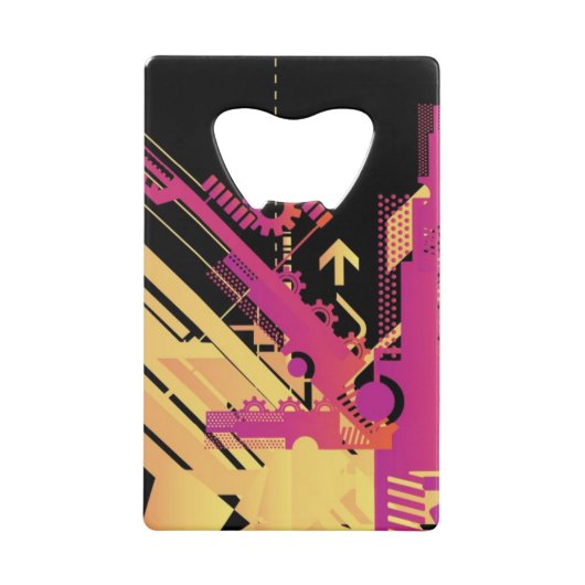 Technische halftone achtergrond 7 creditkaart flessenopener (Voorkant)