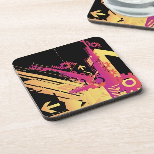 Technische halftone achtergrond 7 drankjes onderzetter (Linkerzijde)