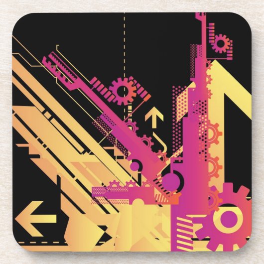 Technische halftone achtergrond 7 drankjes onderzetter (Voorkant)