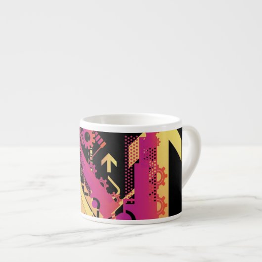 Technische halftone achtergrond 7 espresso kop (Voorkant rechts)