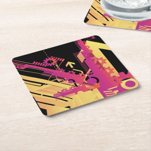 Technische halftone achtergrond 7 kartonnen onderzetters (Schuin)