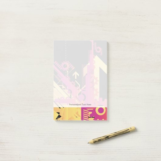 Technische halftone achtergrond 7 post-it® notes (Op bureau)