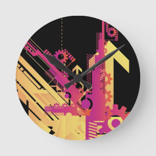 Technische halftone achtergrond 7 ronde klok