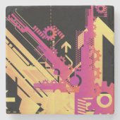 Technische halftone achtergrond 7 stenen onderzetter (Voorkant)