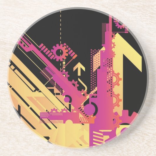 Technische halftone achtergrond 7 zandsteen onderzetter (Voorkant)