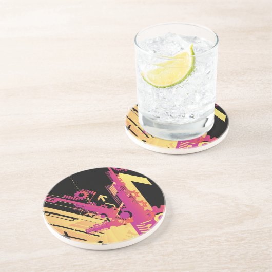 Technische halftone achtergrond 7 zandsteen onderzetter (Zijkant)