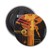 Technische halftone achtergrond button flesopener (Voorkant)