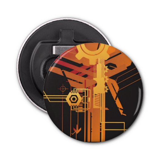 Technische halftone achtergrond button flesopener (Voorkant)