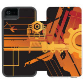 Technische halftone achtergrond incipio iPhone portemonnee hoesje (Agenda Open)