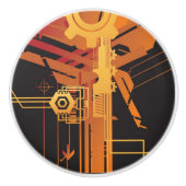 Technische halftone achtergrond keramische knop (Voorkant)