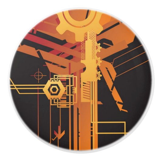 Technische halftone achtergrond keramische knop (Voorkant)