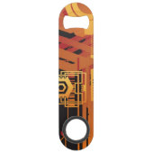 Technische halftone achtergrond speed flessenopener (Achterkant)