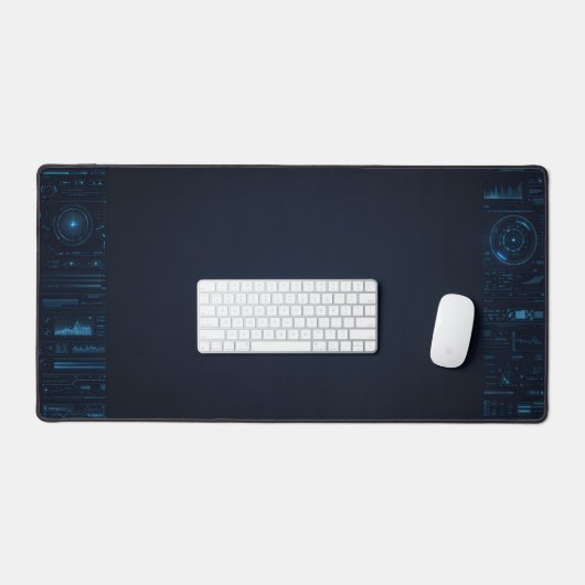 Technische HUD-blauwdruk schematische gamingbureau Bureaumat (Keyboard & Muis)