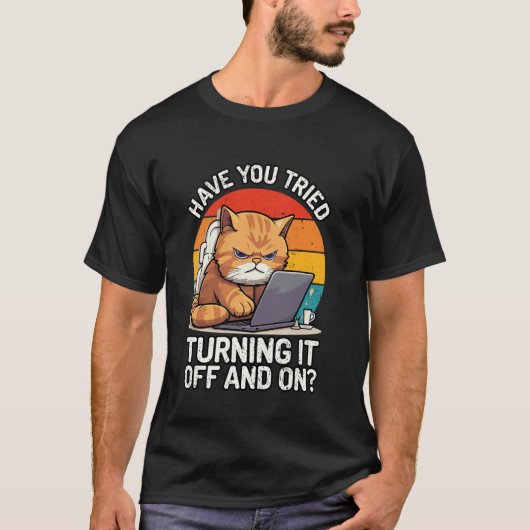Technische IT-ondersteuning Humor Kat Kerels Tech T-shirt (Voorkant)