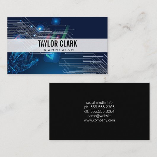 Technische knooppunten en grafiekachtergrond visitekaartje (Voorkant / Achterkant)