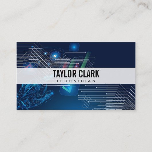 Technische knooppunten en grafiekachtergrond visitekaartje (Voorkant)