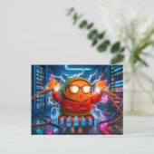 Technische krab die kortsluiting oploopt in server briefkaart (Staand voorkant)