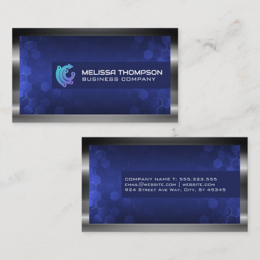 Technische Logo | Moderne geometrische achtergrond Visitekaartje (Voorkant / Achterkant)