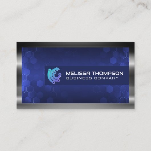 Technische Logo | Moderne geometrische achtergrond Visitekaartje (Voorkant)