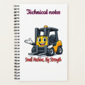 Technische notities vorkheftruck cartoon mascotte planner (Voorkant)
