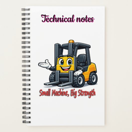 Technische notities vorkheftruck cartoon mascotte  planner (Voorkant)