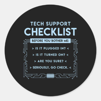 Technische ondersteuning Checklist Computer Geek S Ronde Sticker