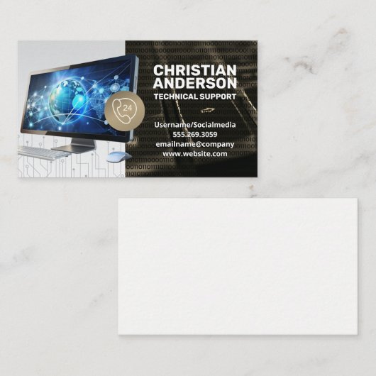 Technische ondersteuning | computer | callcenter visitekaartje (Voorkant / Achterkant)