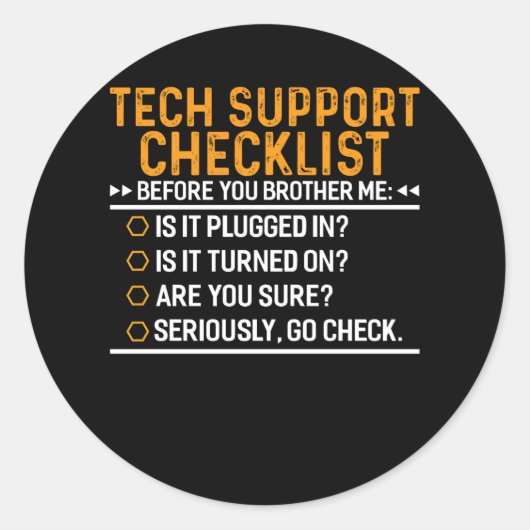 Technische ondersteuning Computer Geek Funny Techi Ronde Sticker (Voorkant)