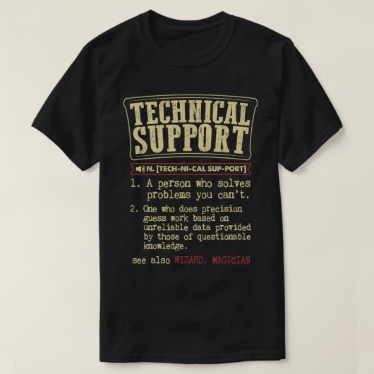 Technische ondersteuning Gift Funny Dictionary T-shirt (Design voorkant)