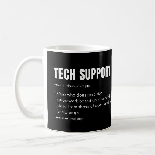 Technische ondersteuning grap computer consultant koffiemok (Links)