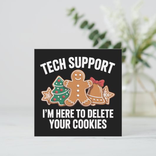 Technische ondersteuning hier om cookies kerstmis  feestdagenkaart (Staand voorkant)