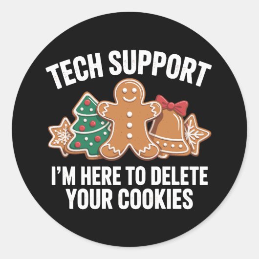 Technische ondersteuning hier om cookies kerstmis ronde sticker (Voorkant)