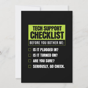 Technische Ondersteuning Humor Checklist voor Dage Feestdagenkaart