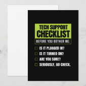 Technische Ondersteuning Humor Checklist voor Dage Feestdagenkaart (Voorkant / Achterkant)