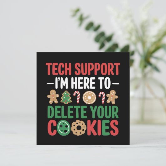 Technische ondersteuning Kerstkoekjes Grappig Werk Feestdagenkaart (Staand voorkant)