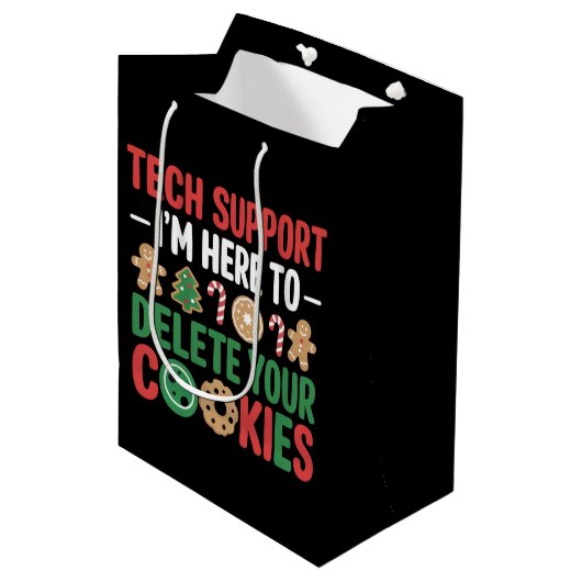Technische ondersteuning Kerstkoekjes Grappig werk Medium Cadeauzakje (Voorkant Gekanteld)