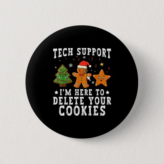 Technische ondersteuning Kerstmis Ik ben hier om u Ronde Button 5,7 Cm (Voorkant)