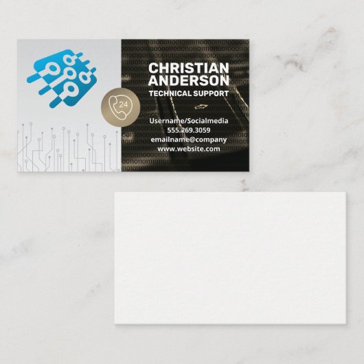 Technische ondersteuning | microchip | callcenter visitekaartje (Voorkant / Achterkant)