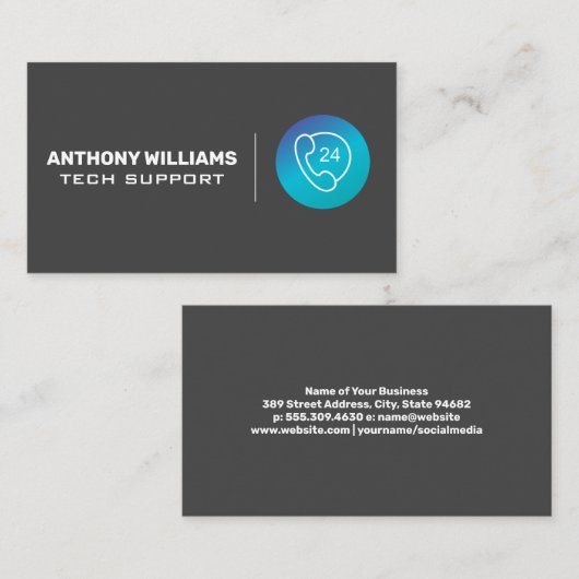 Technische ondersteuning | Telefoon-pictogram Visitekaartje (Voorkant / Achterkant)