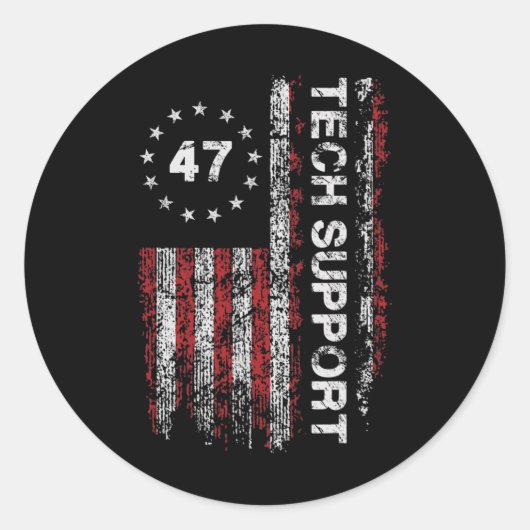 Technische ondersteuning Us Flag Witte Huis Techni Ronde Sticker (Voorkant)
