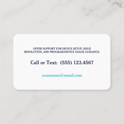 Technische ondersteuning voor het startpunt visitekaartje (Achterkant)