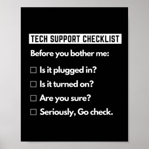 Technische ondersteuningschecklist Funny Computer Poster