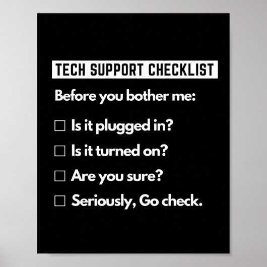 Technische ondersteuningschecklist Funny Computer Poster (Voorkant)