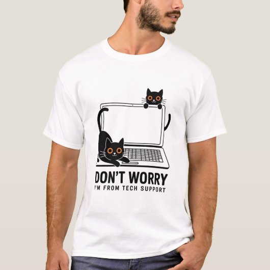 Technische ondersteuningskat – Grappige IT / Geek- T-shirt (Voorkant)